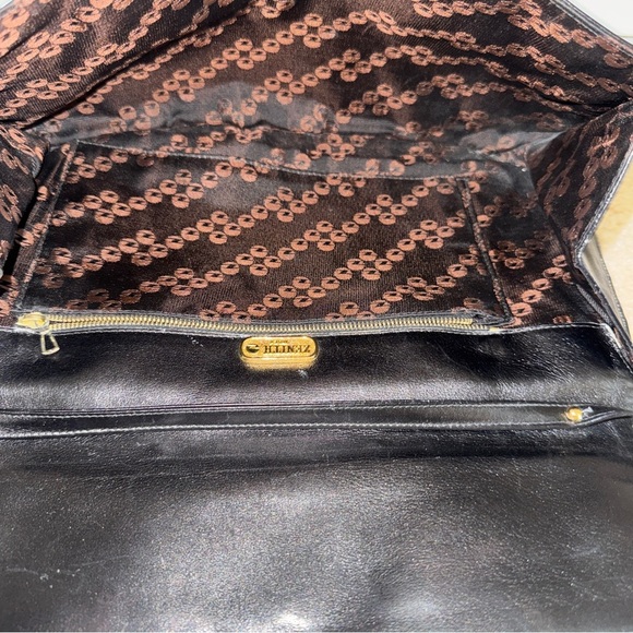Zenith Italy Black Leather Bag with Gold Accent - Picture 4 of 5